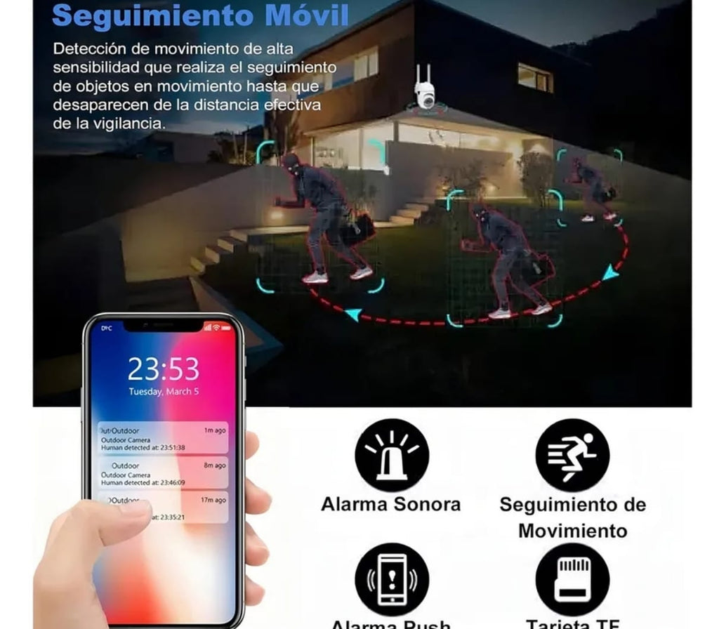 Cámara Domo Wifi 360° Exterior Visión Nocturna