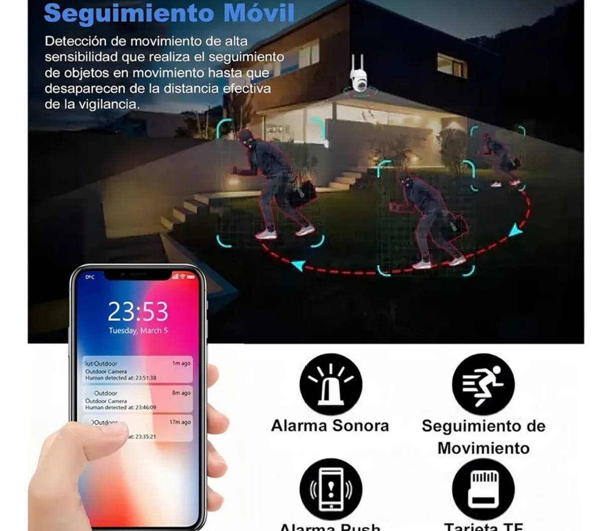 Cámara Domo Wifi 360° Exterior Visión Nocturna
