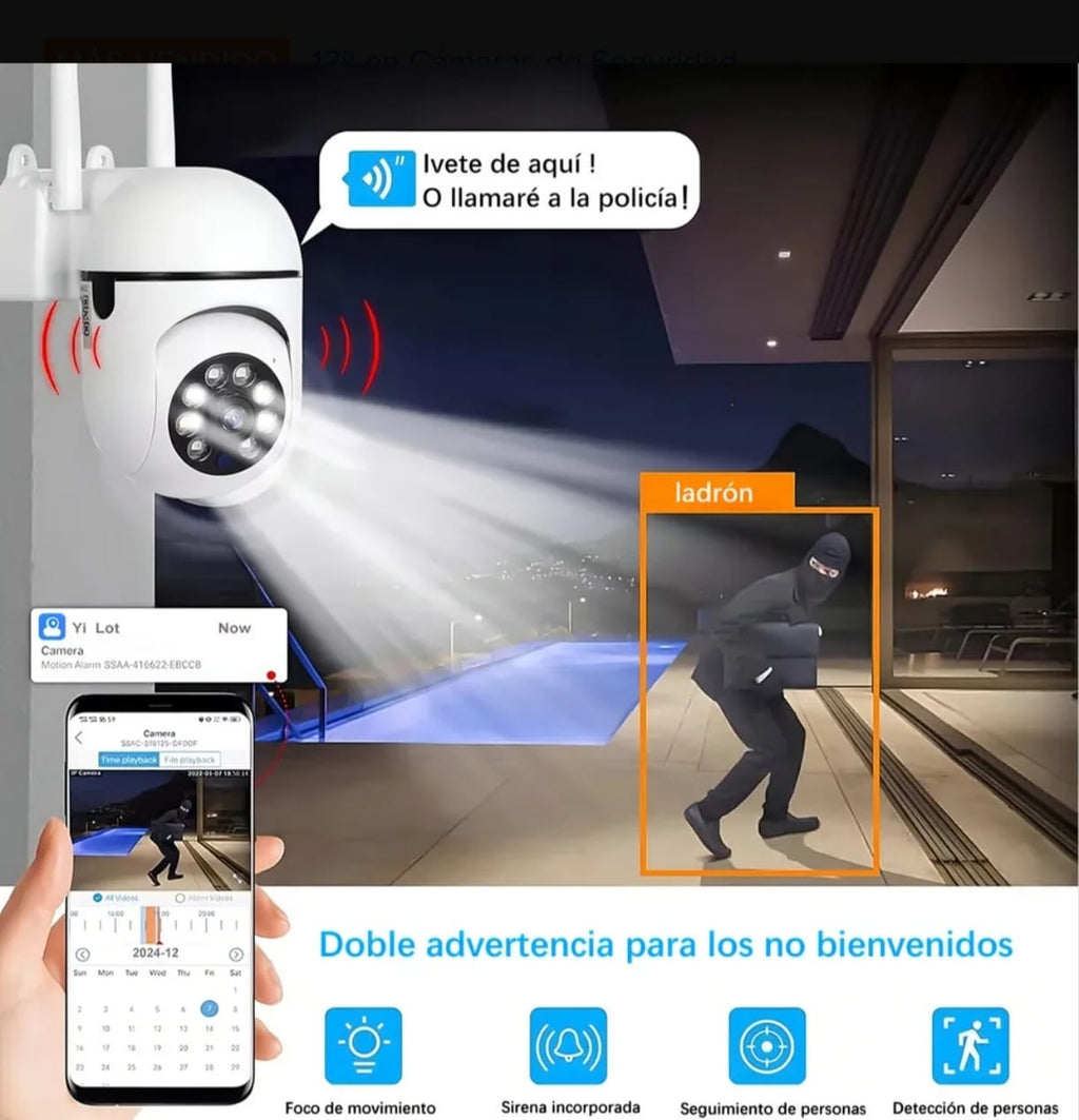 Cámara Domo Wifi 360° Exterior Visión Nocturna
