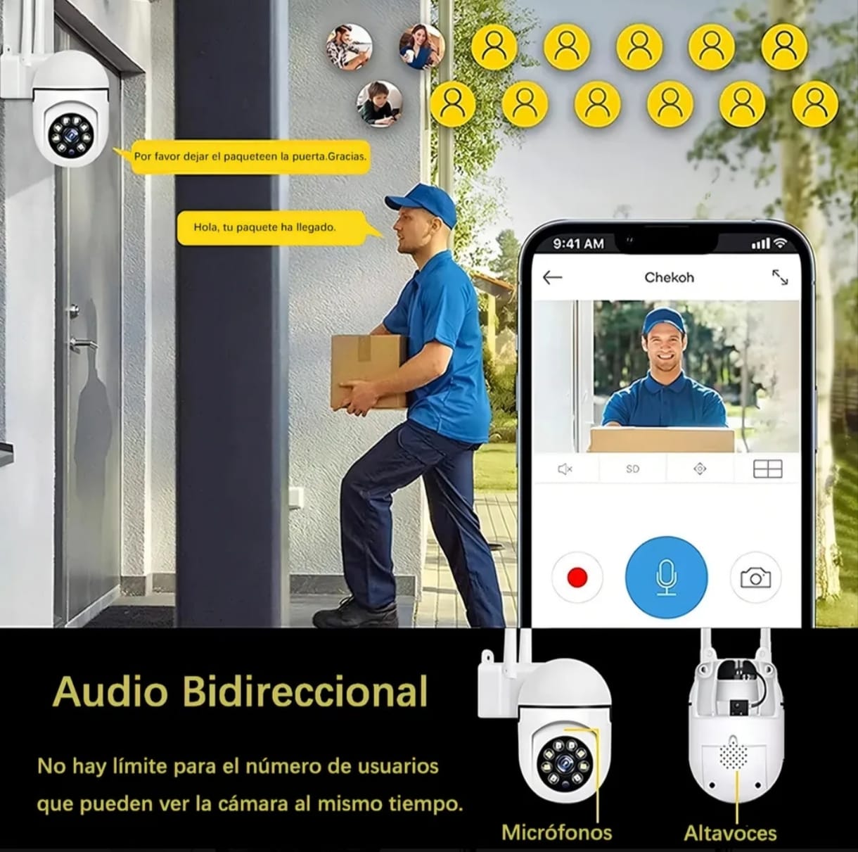 Cámara Domo Wifi 360° Exterior Visión Nocturna
